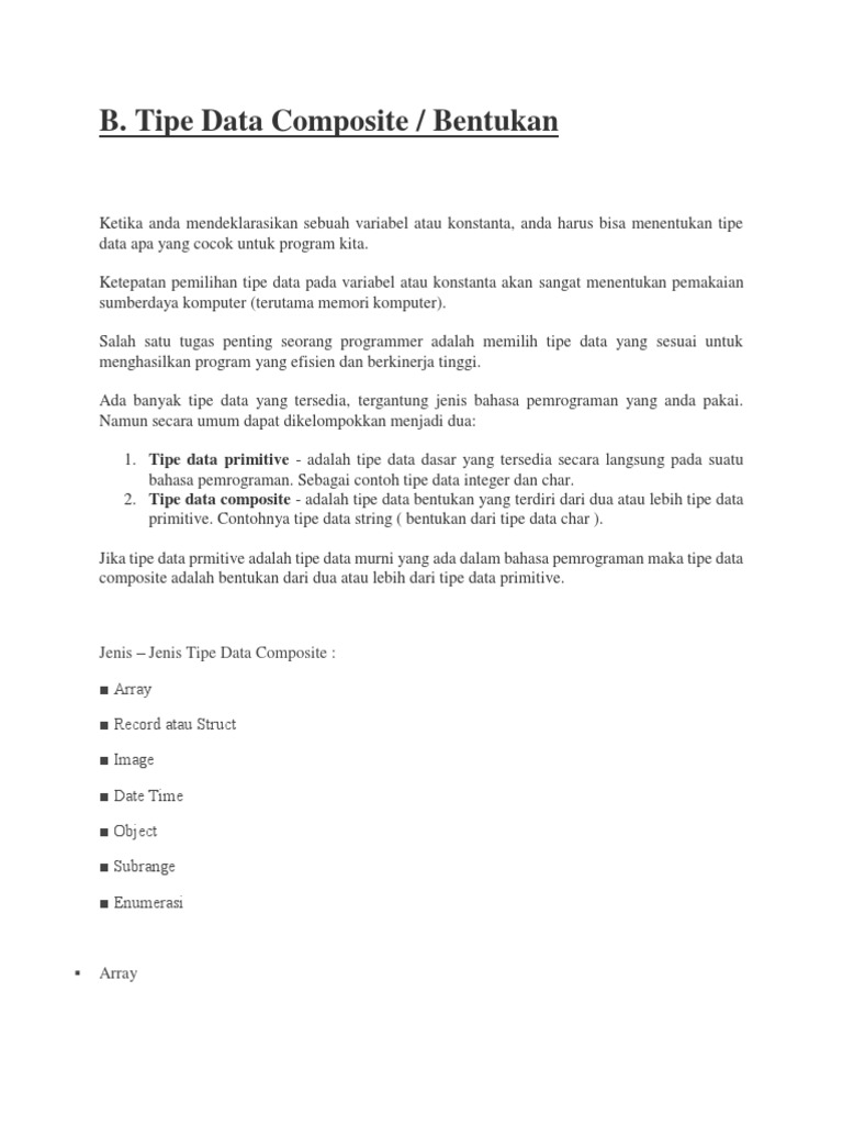 Tipe Data Composite dalam Pemrograman | PDF