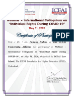 Certificate of Participation: Webinar - International Colloquium On "Individual Rights During COVID-19"
