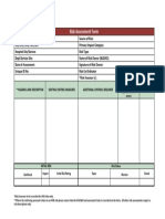 Risk Assessment Form: Hazard & Risk Description Existing Control Measures Additional Controls Required