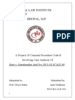 National Law Institute University Bhopal, M.P.: A Project of Criminal Procedure Code-II Involving Case Analysis of