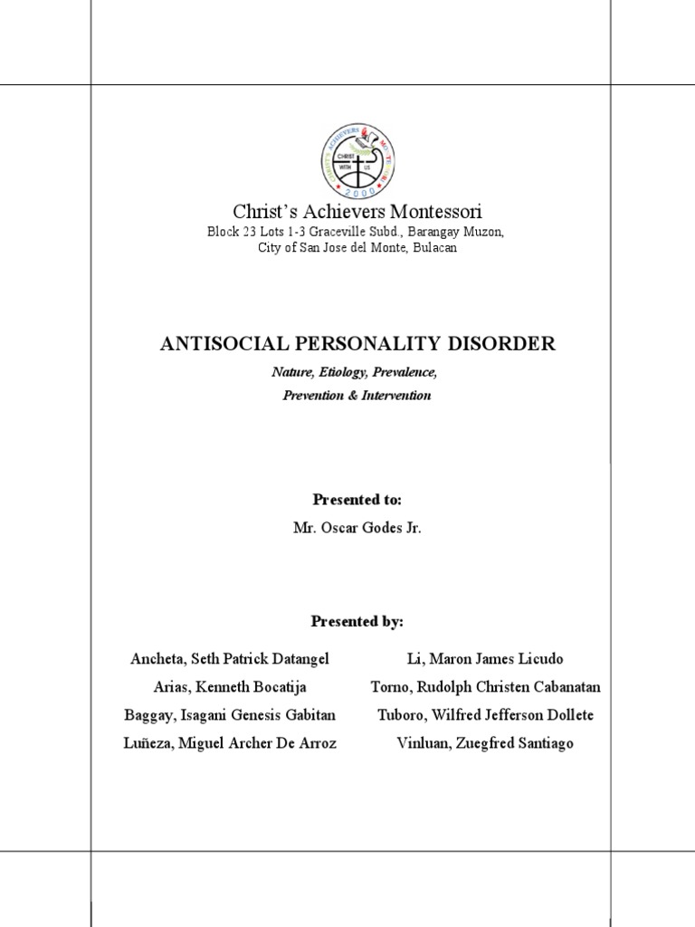 antisocial personality disorder case study pdf