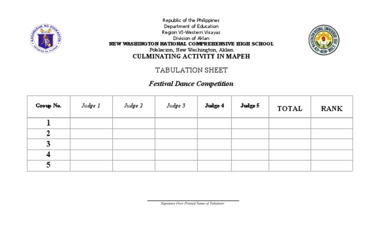 Festival Dance Competition Tabulation Sheet | PDF