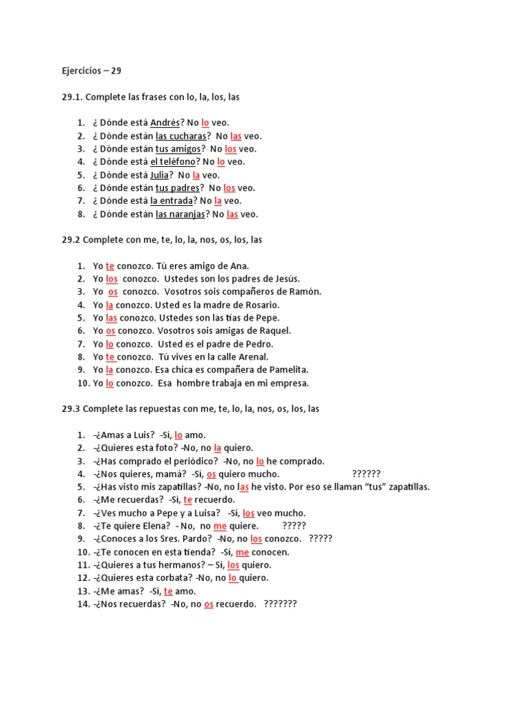 Ejercicio 29 | PDF | Artes del Lenguaje y Comunicación | Estudios de ...