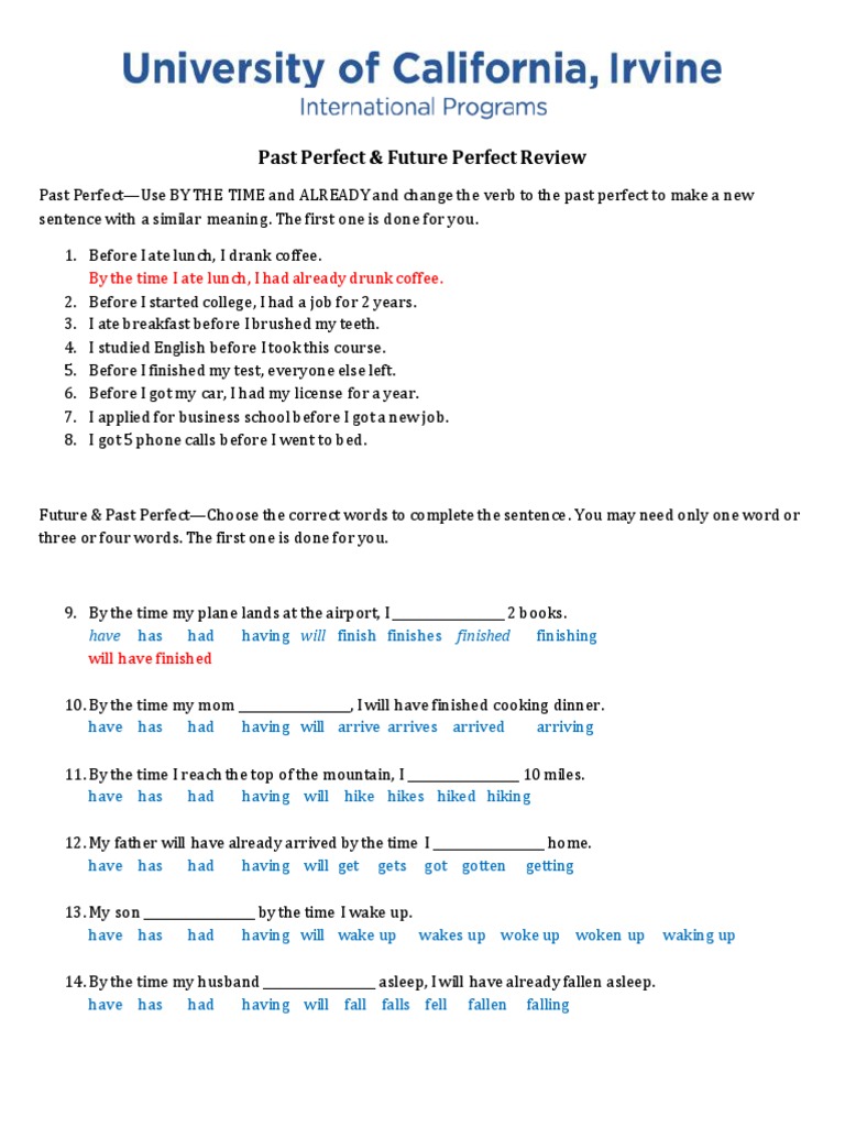 Past and Future Perfect Tense Guide | PDF
