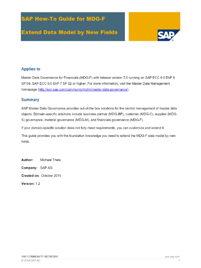 Data Model by New Fields in MDG | PDF