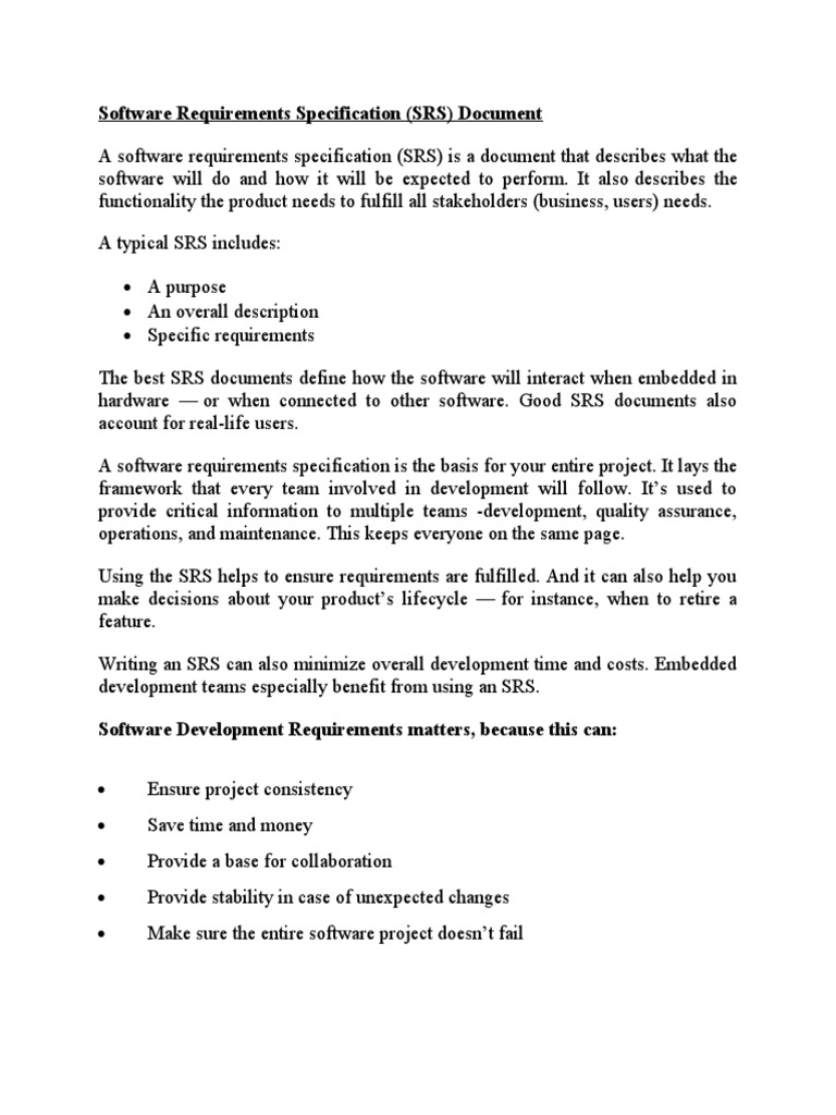 Software Requirements Specification Guide | PDF | Specification ...