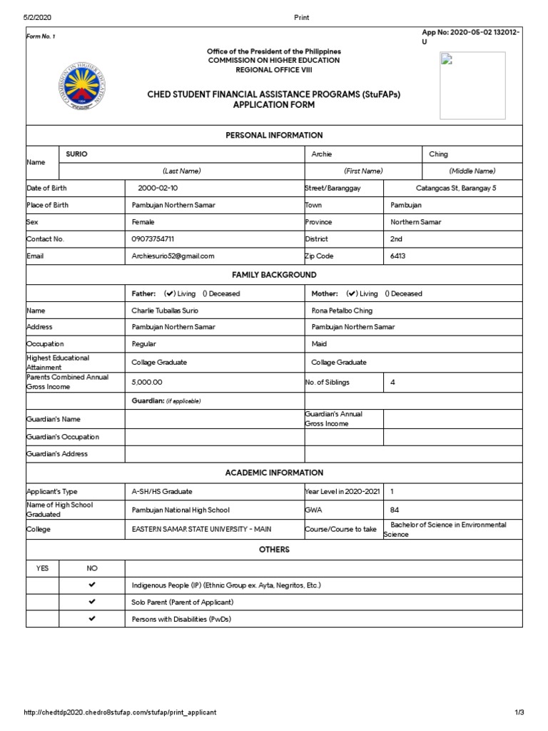 CHED StuFAPs Application Guide | PDF | Legal Guardian | Government
