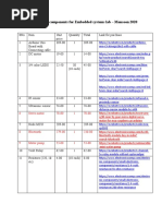 List of Components For Embedded Systems Lab - Monsoon 2020: 6 Servo Motor 78-00 1 78-00