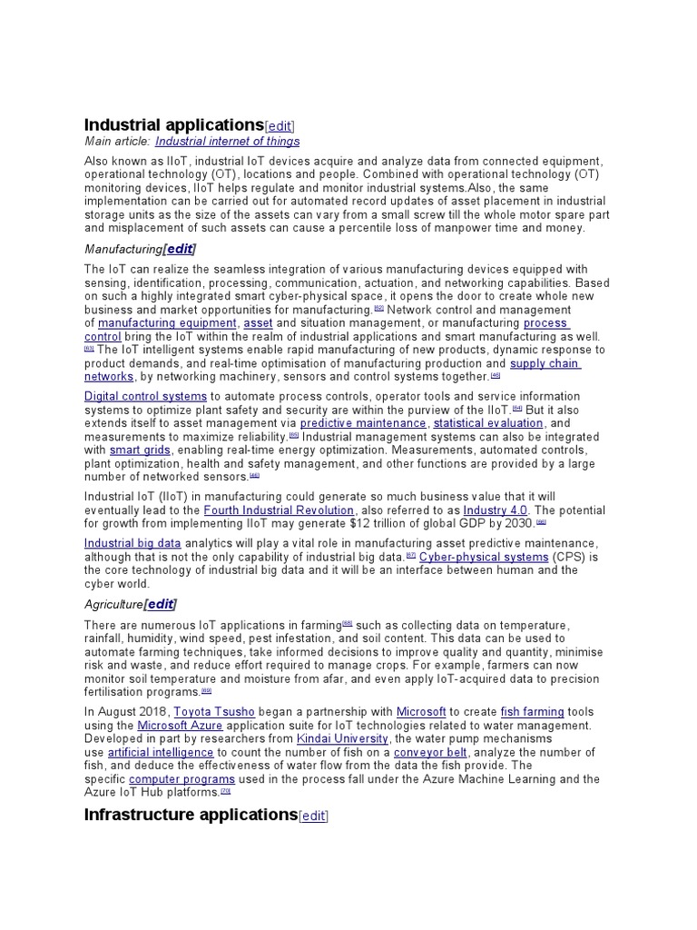 Industrial Application of IOT | PDF | Internet Of Things | Computing