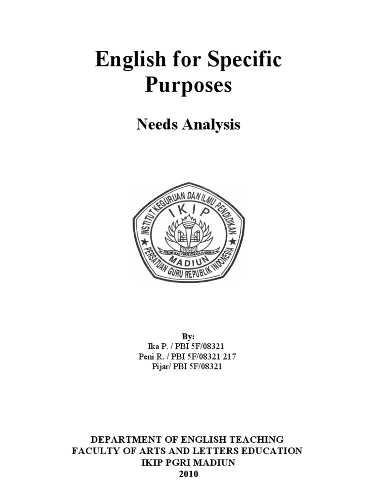 Needs Analysis in English for Specific Purposes | PDF | Motivation ...