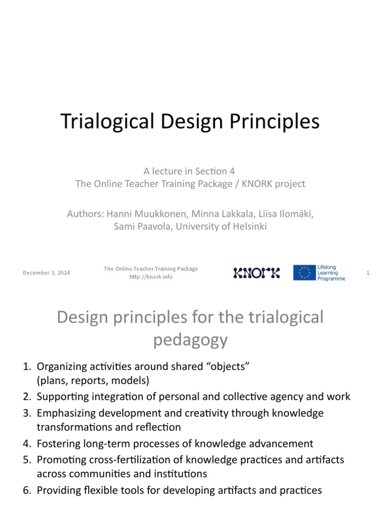 KNORK OTTP TrialogicalDesignPrinciples PDF Teacher Education