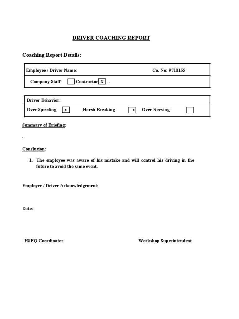 Driver Coaching Performance Report | PDF | Business | Technology ...