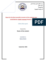 Report For The Final Exam/first Semester of The Academic Year 2019/2020 For English Language Module/ 4 Year