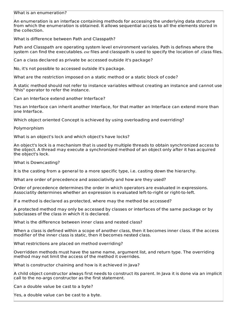 Java - Interview - Questions - and - Answers - 8 | PDF | Method ...