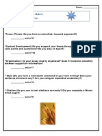 Literary Analysis Rubric