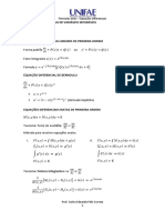 Fórmulas úteis – Equações Diferenciais