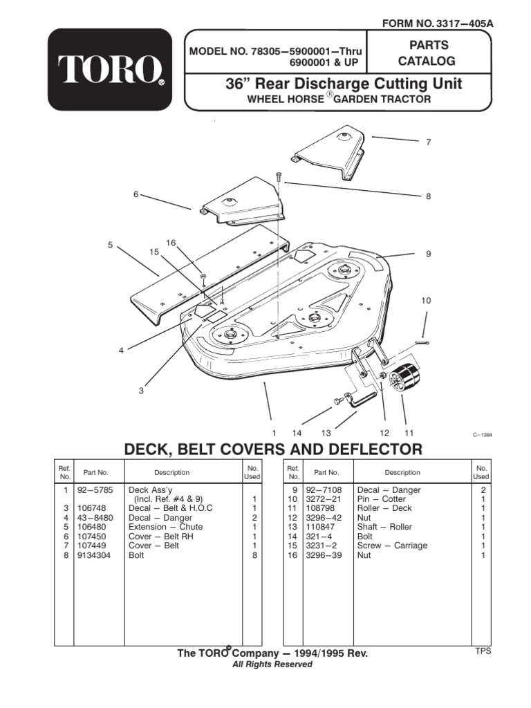 Wheelhorse 36 Inch Rear Discharge Mower Deck Parts List Belt