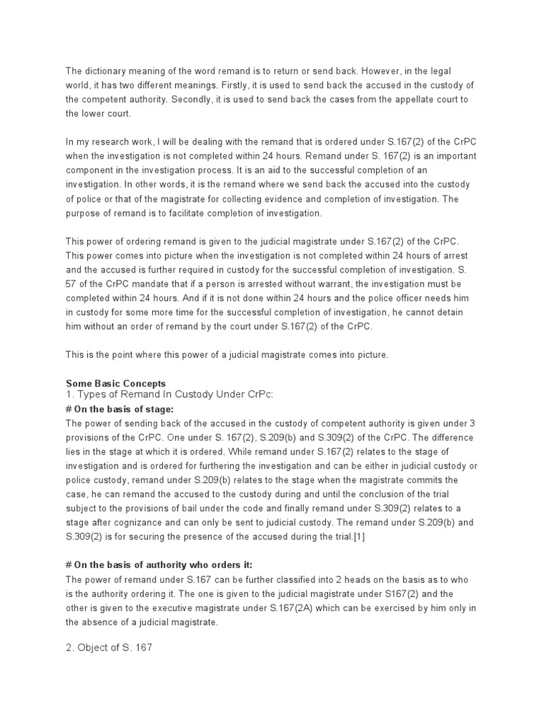 The Meaning of The Word Remand Is To Return or Send Back | PDF | Remand ...