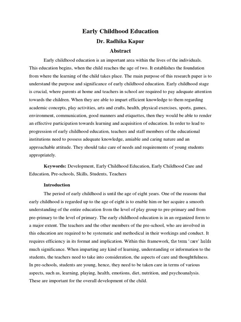 Early Childhood Education | PDF | Early Childhood Education | Preschool