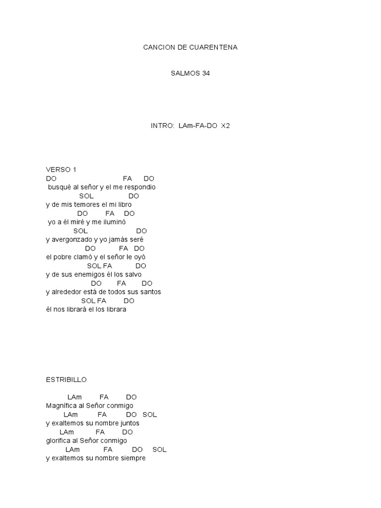 Alabanza y Letra del Salmo 34 | PDF