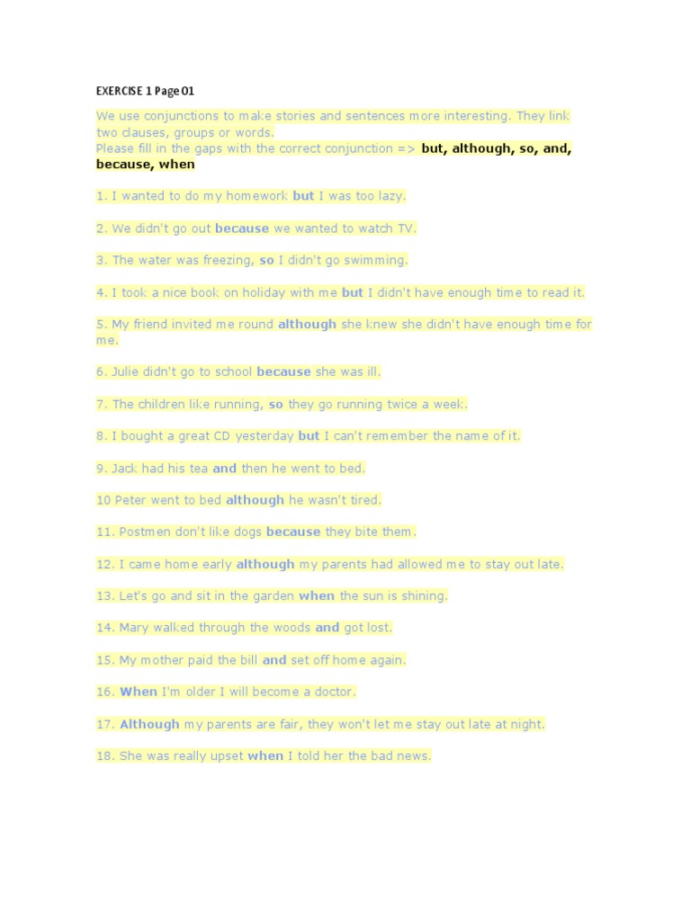 AnswersConnectors Exercises Online PDF Sentence (Linguistics)