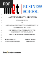 Aktu University, Lucknow: Internship Report ON Sales and Marketing of Financial Product at