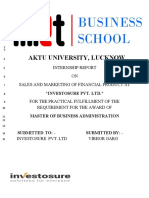 Aktu University, Lucknow: Internship Report ON Sales and Marketing of Financial Product at