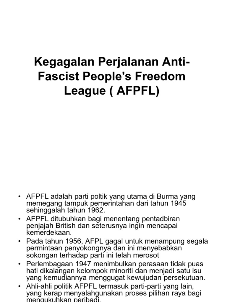 Kegagalan Perjalanan Anti-Fascist People's Freedom League ( AFPFL | PDF