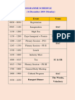 Time (HRS) Event Venue: Programme Schedule Day 1: 16 December 2019 (Monday)