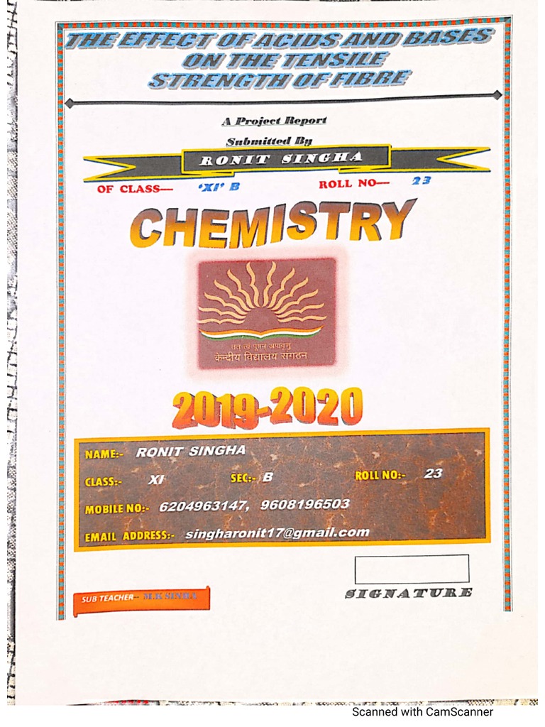 Study The Effect of Acids and Bases On The Tensile Strength of Fibre ...