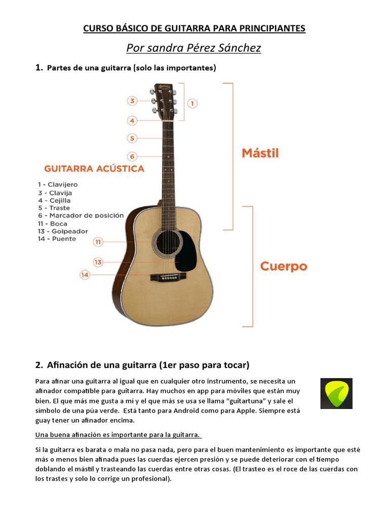 Curso Básico de Guitarra para Principiantes | PDF | Guitarras | Acorde  (Música), image size:768x1024
