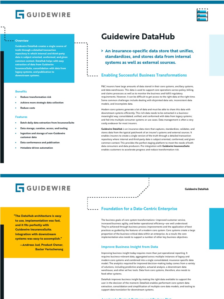 Guidewire DataHub Data Sheet PDF Analytics Data Warehouse