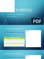 Factoring: Quadratic Trinomials by Groupings