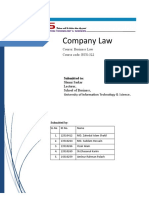 Company Law: Course: Business Law Course Code: BUS-322