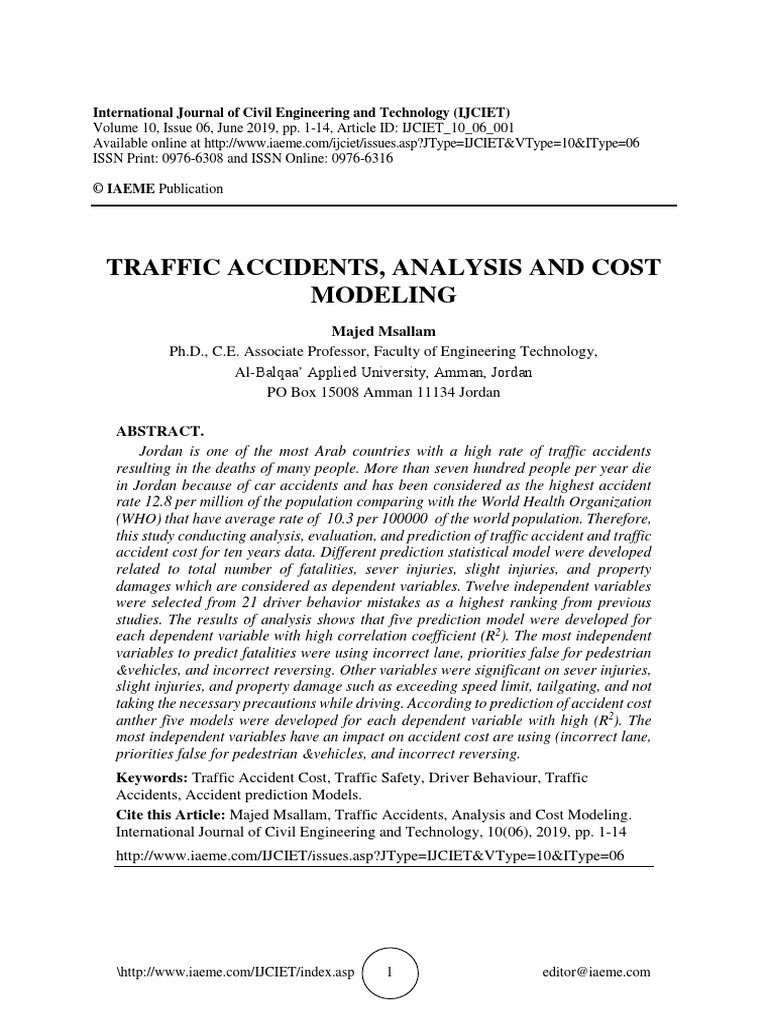 Traffic Accidents Analysis and Cost Mode PDF | PDF | Traffic Collision ...