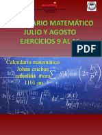 Calendario Matemático Julio y Agosto Segunda Entrega