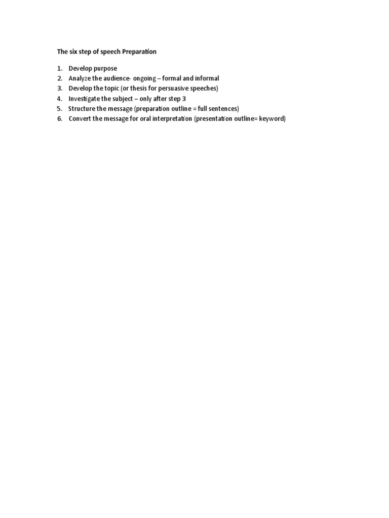 Six Steps for Effective Speech Preparation | PDF | Career & Growth