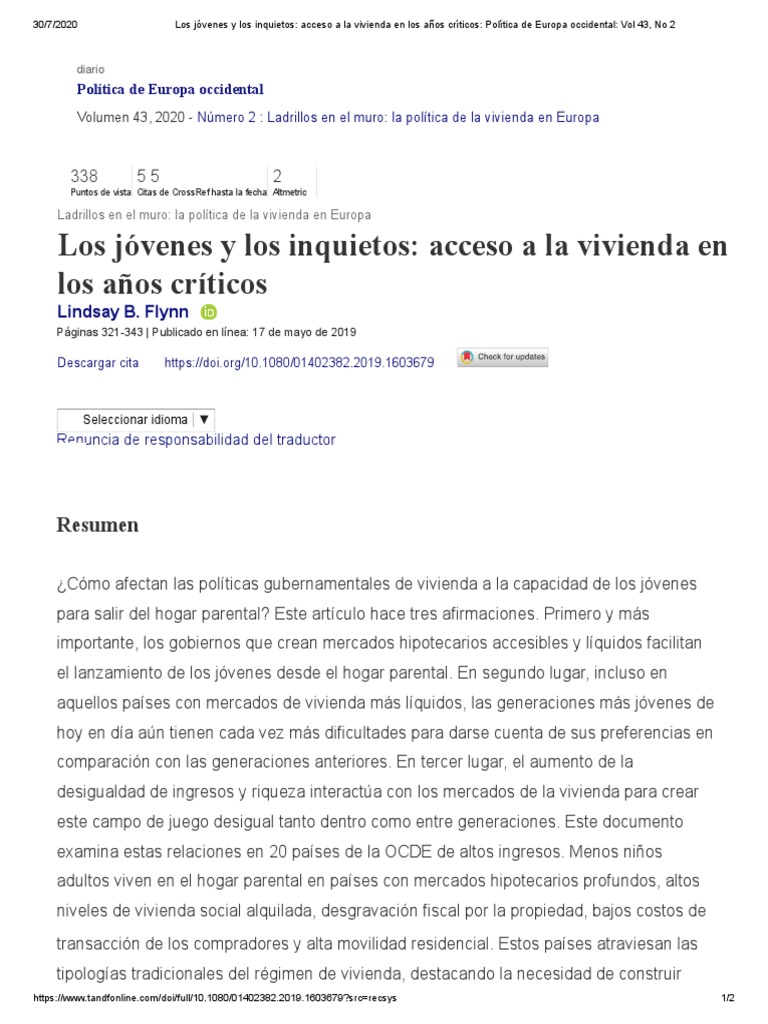 Los Jóvenes y Los Inquietos - Acceso A La Vivienda en Los Años Críticos ...