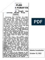 October 1912 Atlanta Constitution article about Forsyth racial cleansing
