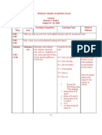 Sample WEEKLY HOME LEARNING PLAN