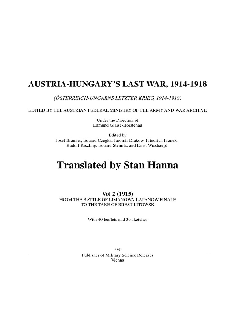 Austria-Hungary's War 1914-1915 Vol 2 | PDF | Allies Of World War I ...