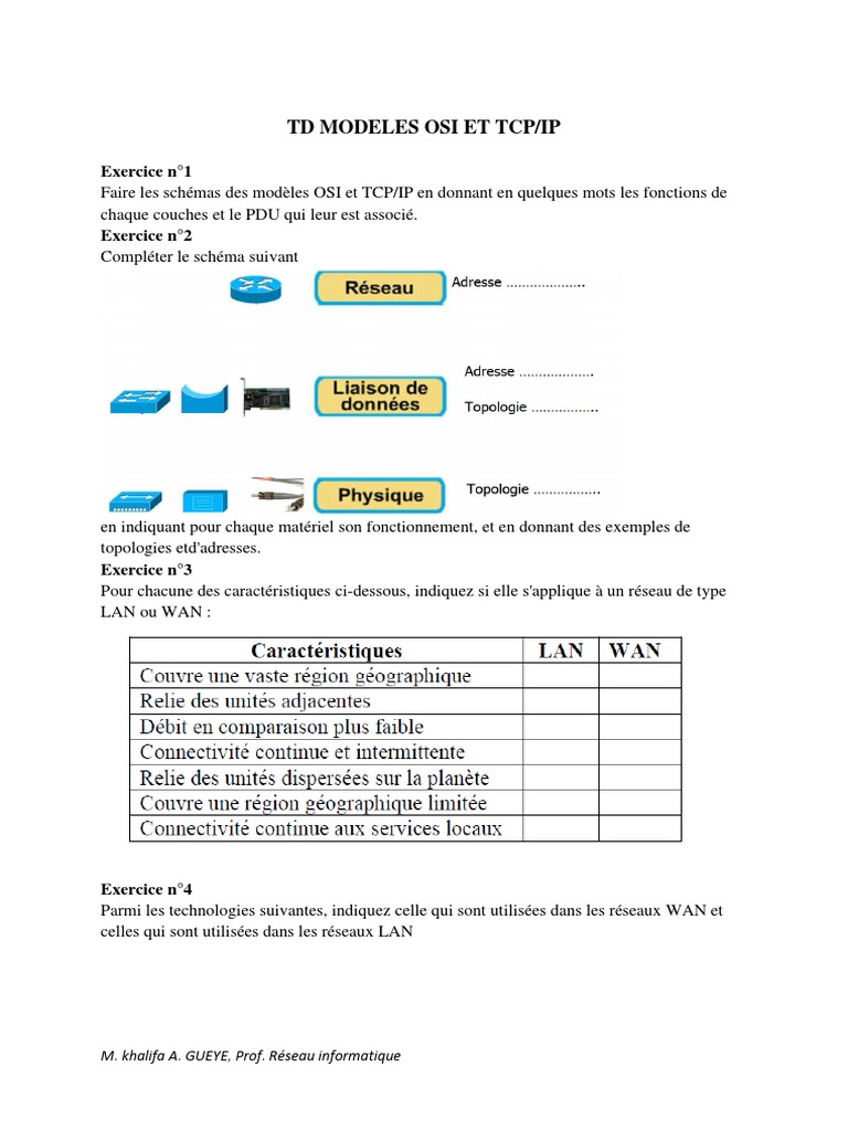 Exercice Corrigé Modele Osi Et Tcp/ip Pdf TD MODELES OSI-TCP-Ethernet | PDF | Modèle OSI | Ethernet
