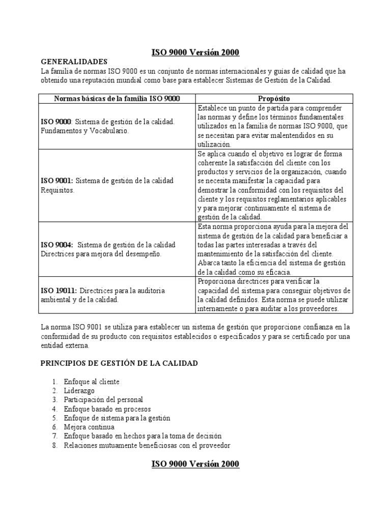 Generalidades de la Norma ISO 9000 | PDF | Iso 9000 | Calidad (comercial)