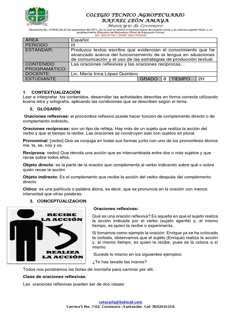 Ejemplos de Oraciones Reflexivas y Recíprocas | PDF | Objeto (gramática ...