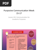 Purposive Communication Week 15-17: Lesson VIII: Communication For Academic Purposes