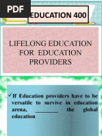 Education 400 Education 400: Lifelong Education For Education Providers