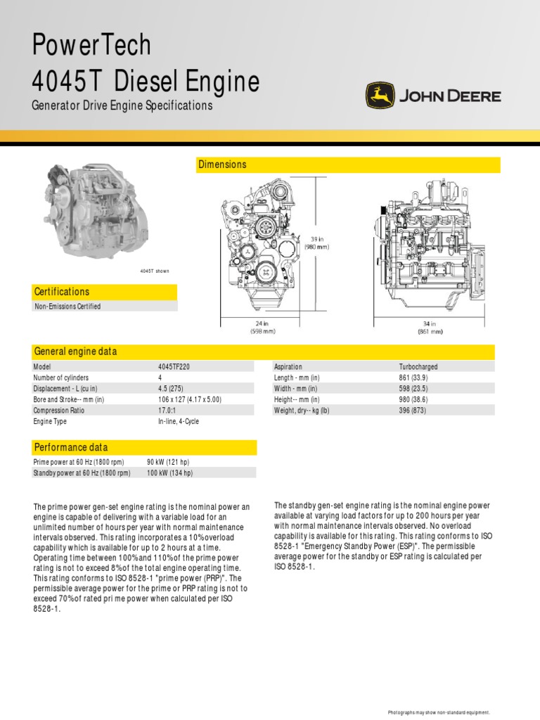 Powertech 4045T Diesel Engine: Generator Drive Engine Specifications ...