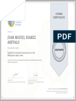 Juan Miguel Suarez Arevalo: Course Certificate