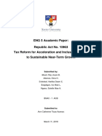 ENG 5 Academic Paper: Republic Act No. 10963 Tax Reform For Acceleration and Inclusion (TRAIN) To Sustainable Near-Term Growth