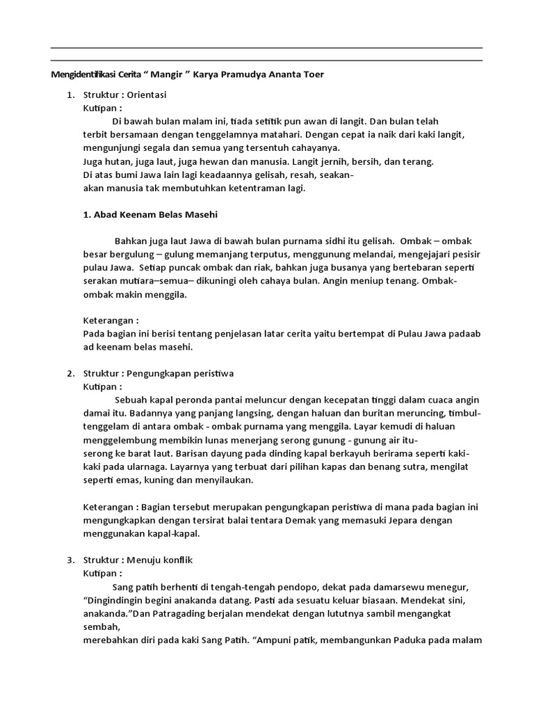 Menganalisis Struktur Novel Sejarah Mangir